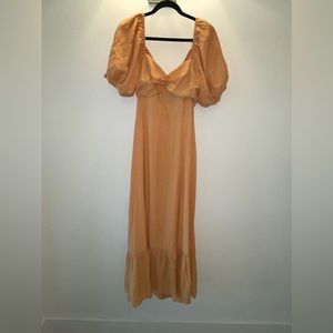 VICI Collection light orange maxi off the shoulder dress